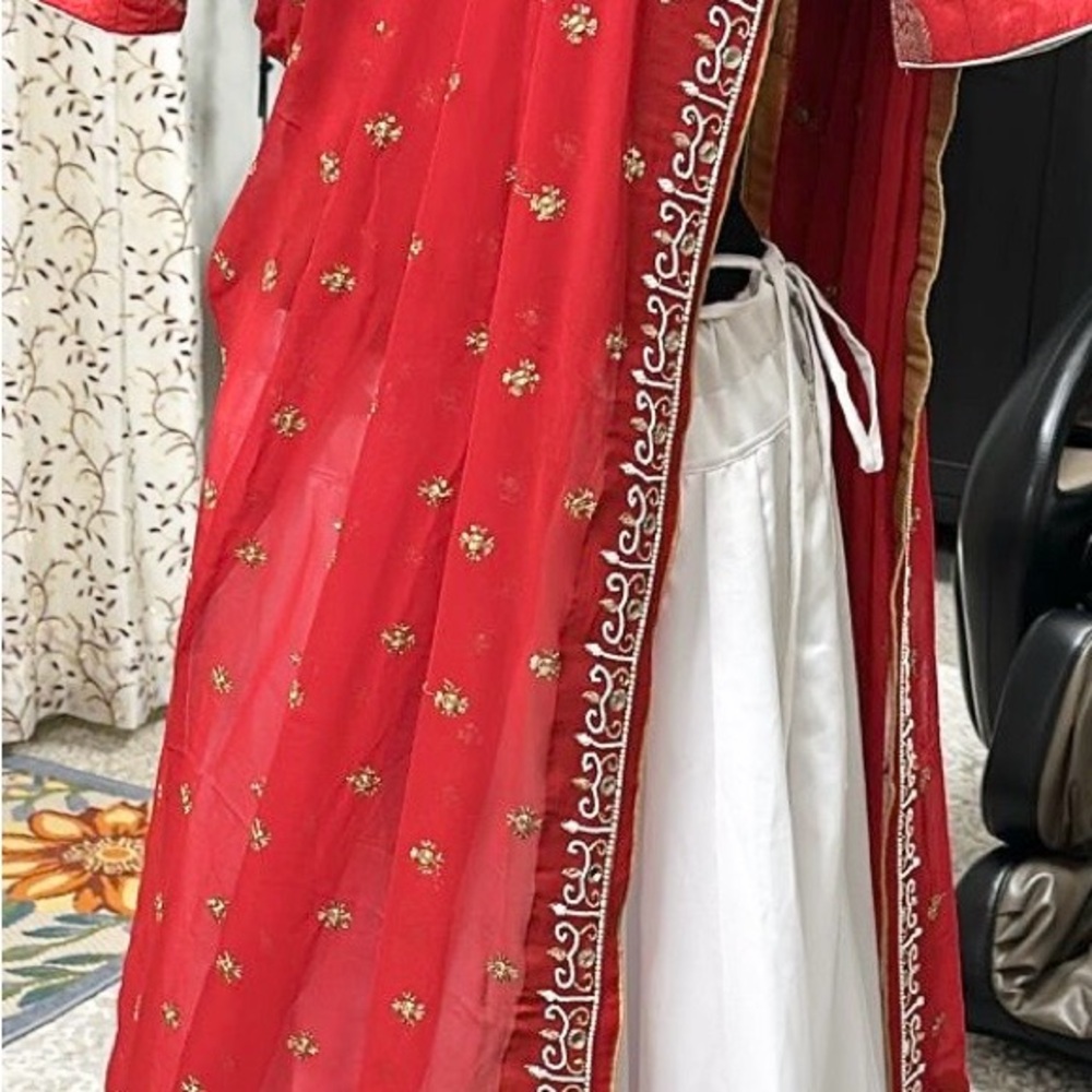 Elegant Red Embroidered Robe